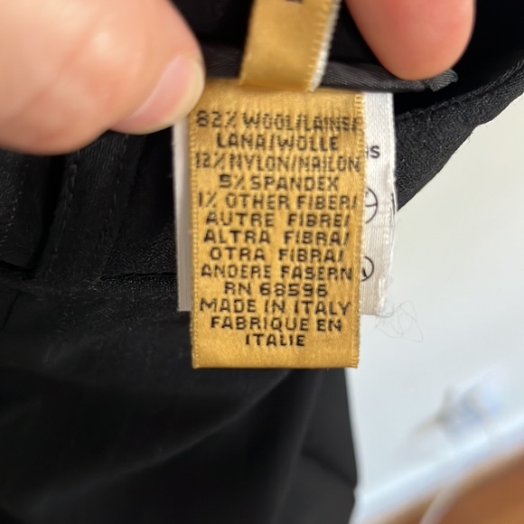 Donna Karan High Rise Slim Wide Leg Wool Blend Black Pinstriped Trousers 4 - Picture 8 of 10